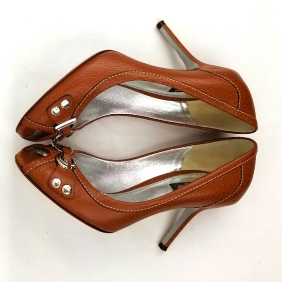 Dolce Gabbana Camel Peep Toe Stiletto Heels Pumps - Picture 5 of 10